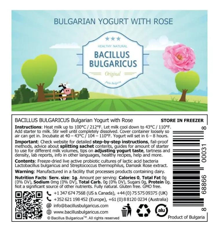 Joghurtferment mit Rose Bacillus bulgaricus Yoghurt 1L - Bulgarian TreasuresBulgarian Treasures