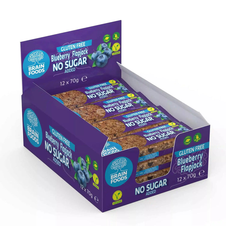 veganer Blaubeer-Flapjack 70g Brain Foods