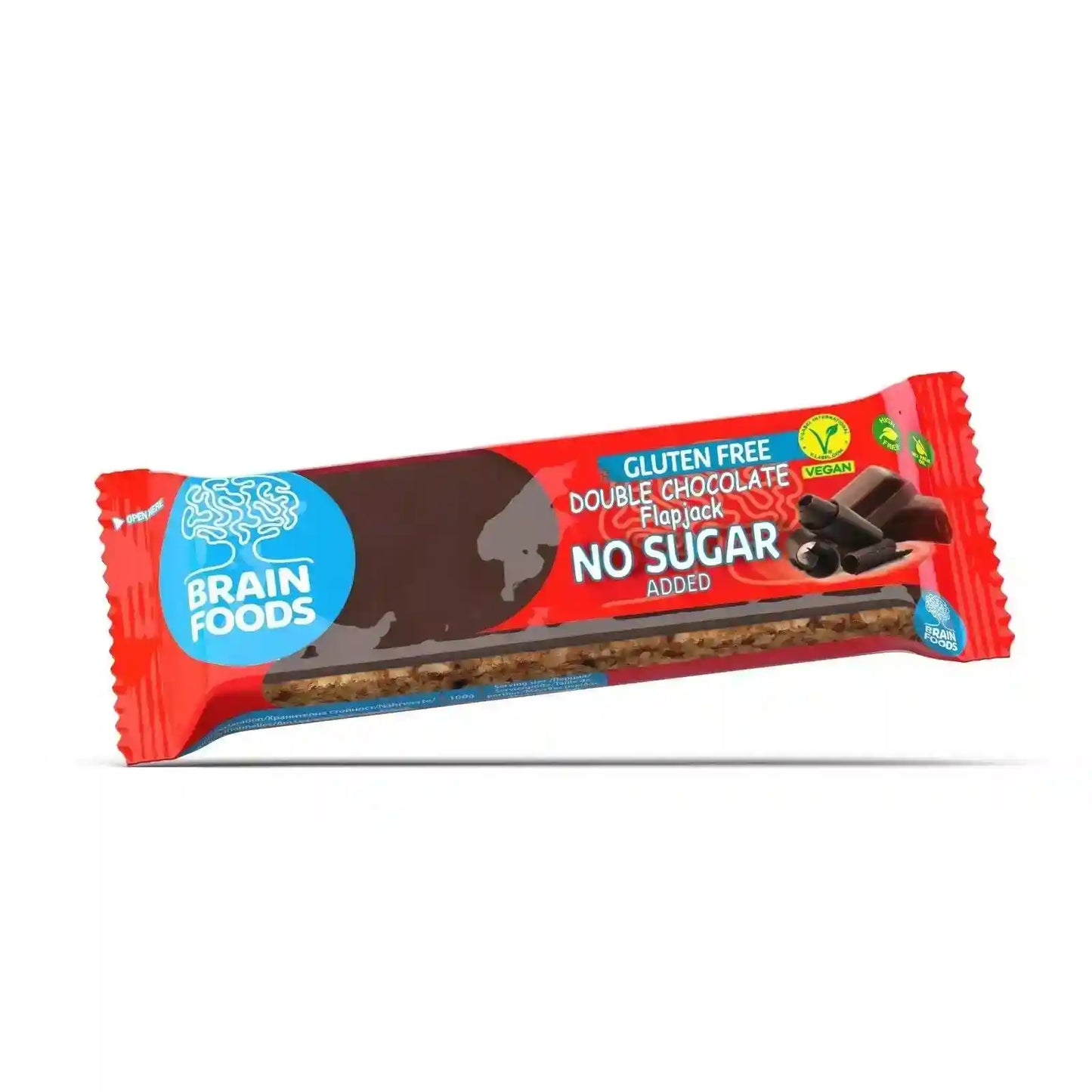 Box veganer Doppelter Schokoladen-Flapjack Brian Foods 70g 12 Stück