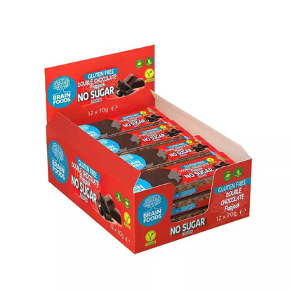 Box veganer Doppelter Schokoladen-Flapjack Brian Foods 70g 12 Stück