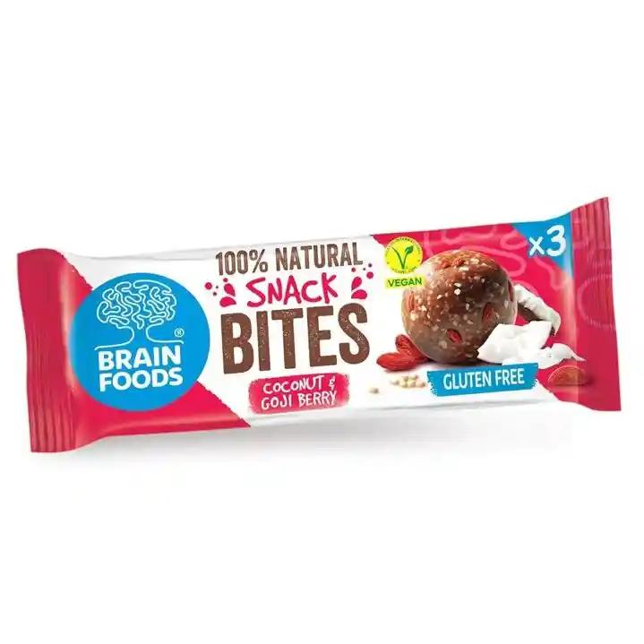 vegane Snack Bites Kokosnuss und Goji Berry 48g Brain Foods