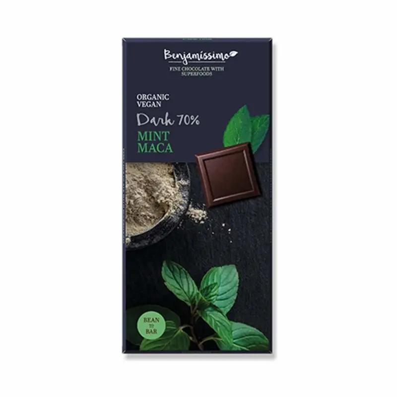 Bio vegane glutenfreie Schokolade Mint Maca Dark(70%) 70g Benjamissimo - Bulgarian TreasuresBulgarian Treasures